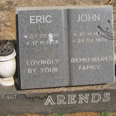 ARENDS Eric 1917-1978 :: ARENDS John 1885-1976