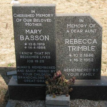 BASSON Mary 1919-1988 :: TRIMBLE Rebecca 1886-1952