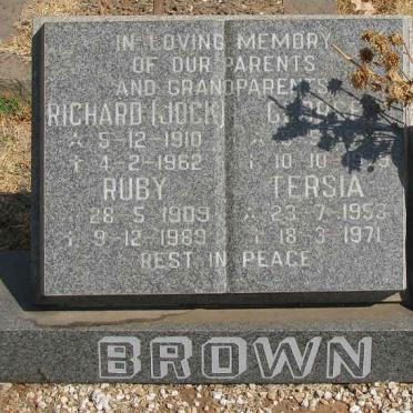 BROWN Richard 1910-1962 &amp; Ruby 1909-1989 :: BROWN George &amp; Tersia 1953-1971