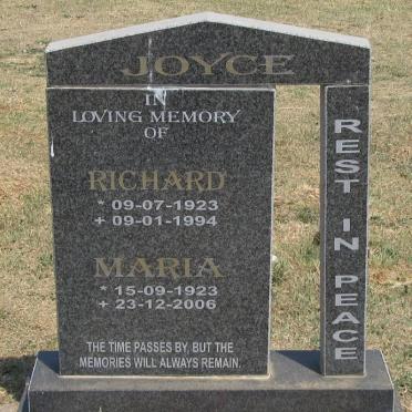 JOYCE Richard 1923-1994 &amp; Maria 1923-2006