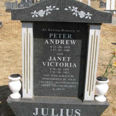 JULIUS Peter Andrew 1910-1989 &amp; Janet Victoria 1909-2002