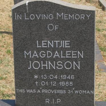 JOHNSON Lentjie Magdaleen 1946-1988