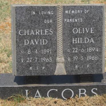 JACOBS Charles David 1891-1965 &amp; Olive Hilda 1894-1988