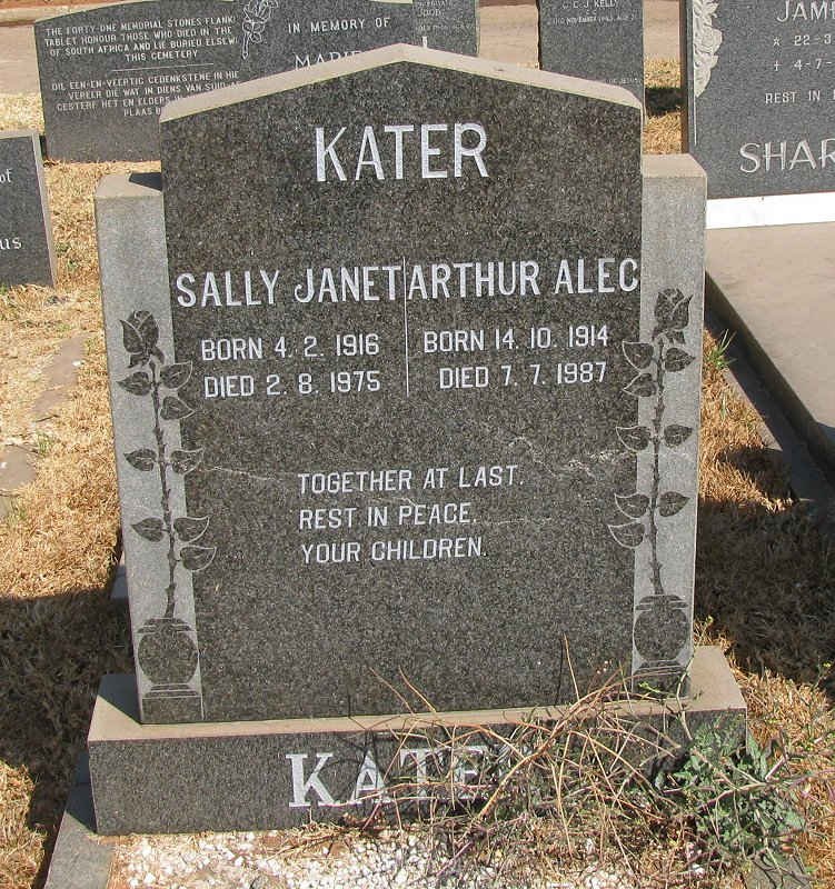 KATER Arthur Alec 1914-1987 &amp; Sally Janet 1916-1975