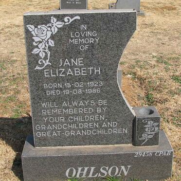 OHLSON Jane Elizabeth 1923-1986
