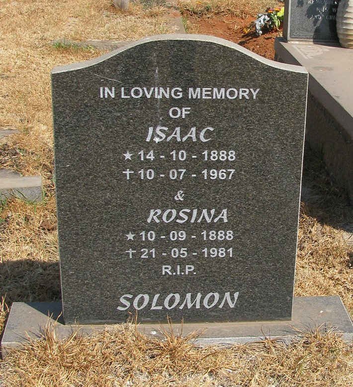 SOLOMON Isaac 1888-1967 &amp; Rosina 1888-1981