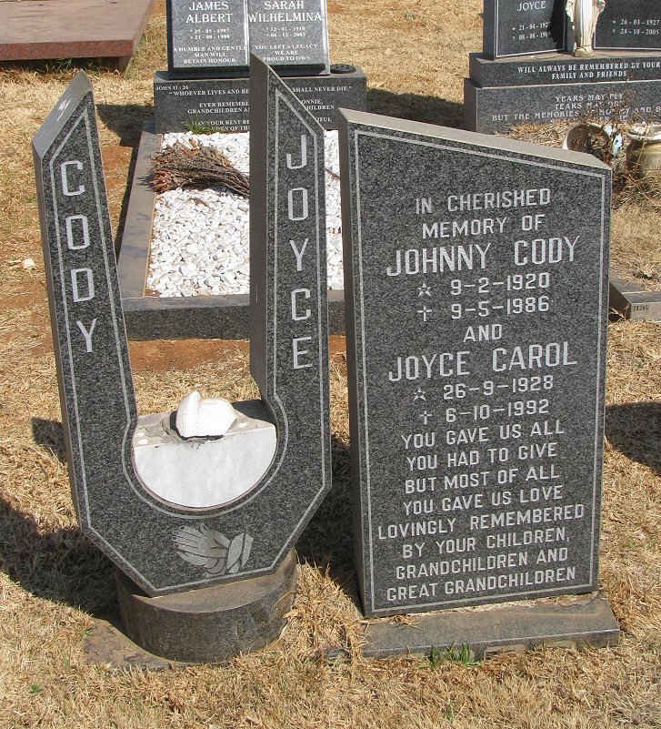 ? Johnny Cody 1920-1986 &amp; Joyce Carol 1928-1992