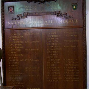 08. National Bank of South Africa Ltd. Roll of Honour Europe, Egypt, German S.W., German