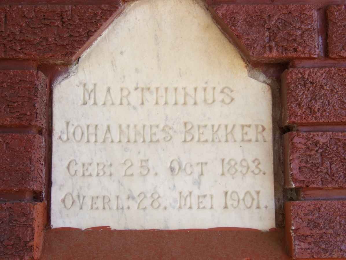 BEKKER Marthinus Johannes 1893-1901