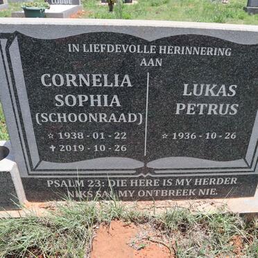 ? Lukas Petrus 1936- & Cornelia Sophia SCHOONRAAD 1938-2019