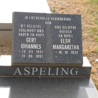 ASPELING Gert Johannes 1931-1997 &amp; Elsie Margaretha 1934-