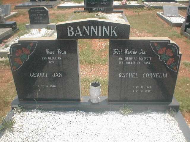 BANNINK Gerrit Jan 1940- &amp; Rachel Cornelia 1944-1992