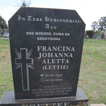 COETZEE Francina Johanna Aletta 1931-2010
