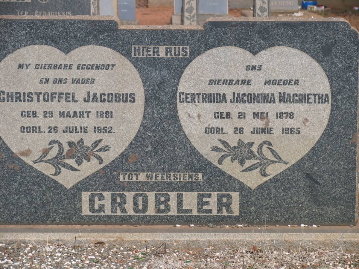 GROBLER Christoffel Jacobus 1881-1952 &amp; Gertruida Jacomina Magrietha 1878-1965