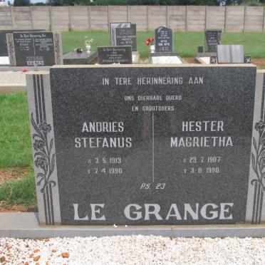 GRANGE Andries Stefanus, le 1913-1990 &amp; Hester Magrietha 1907-1990