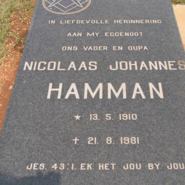 HAMMAN Nicolaas Johannes 1910-1981
