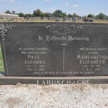 LABUSCHAGNE Paul Jacobus 1918-1980 & Margaretha Elizabeth 1913-1983