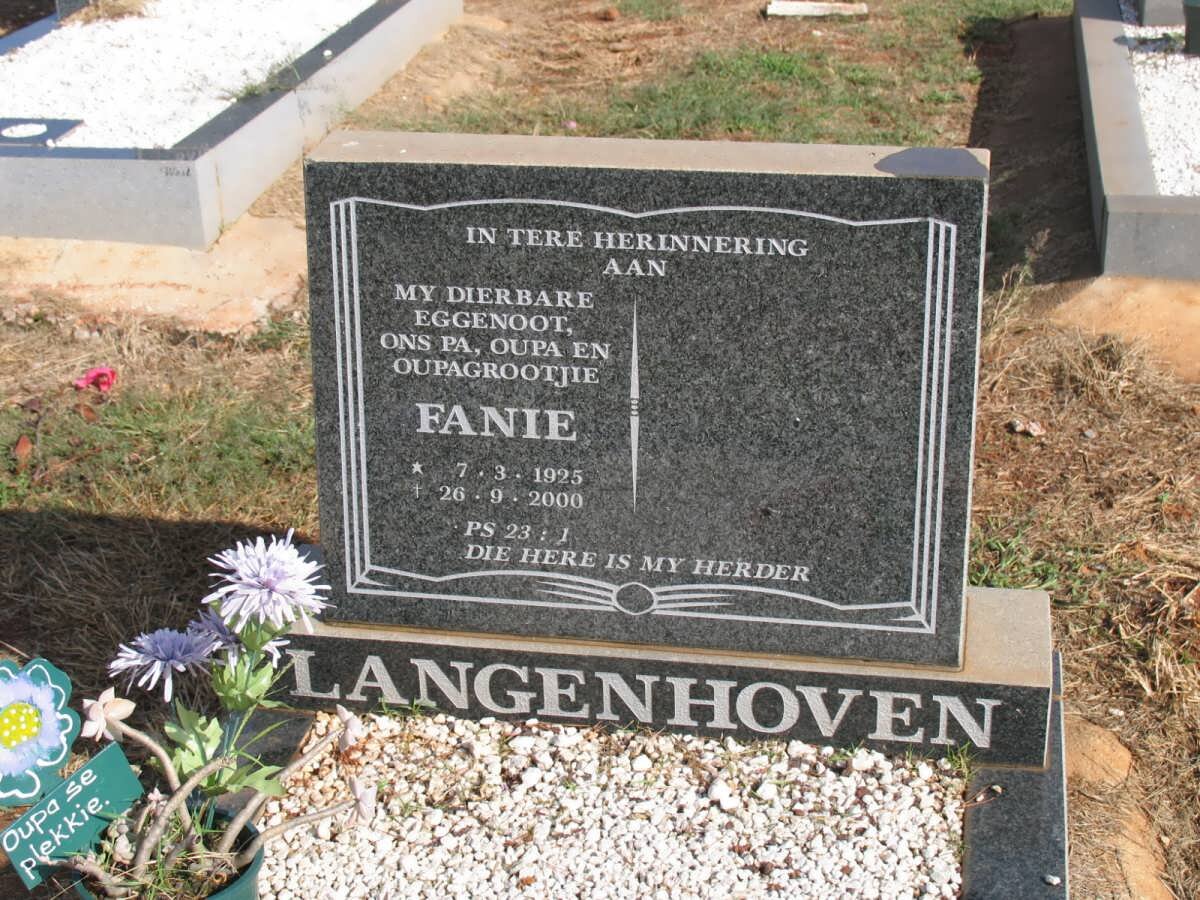LANGENHOVEN Fanie 1925-2000