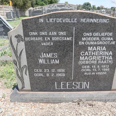 LEESON James William 1891-1968 & Maria Catharina Magrietha RAATH 1912-1995