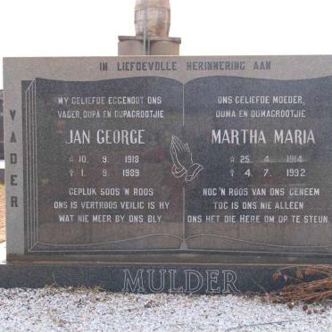MULDER Jan George  1918-1989 &amp;  Martha Maria 1914-1992