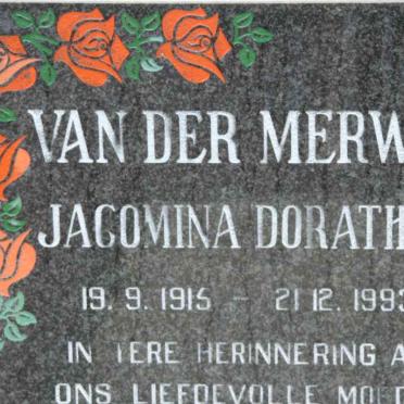 MERWE Jacomina Dorathea, van der 1915-1993
