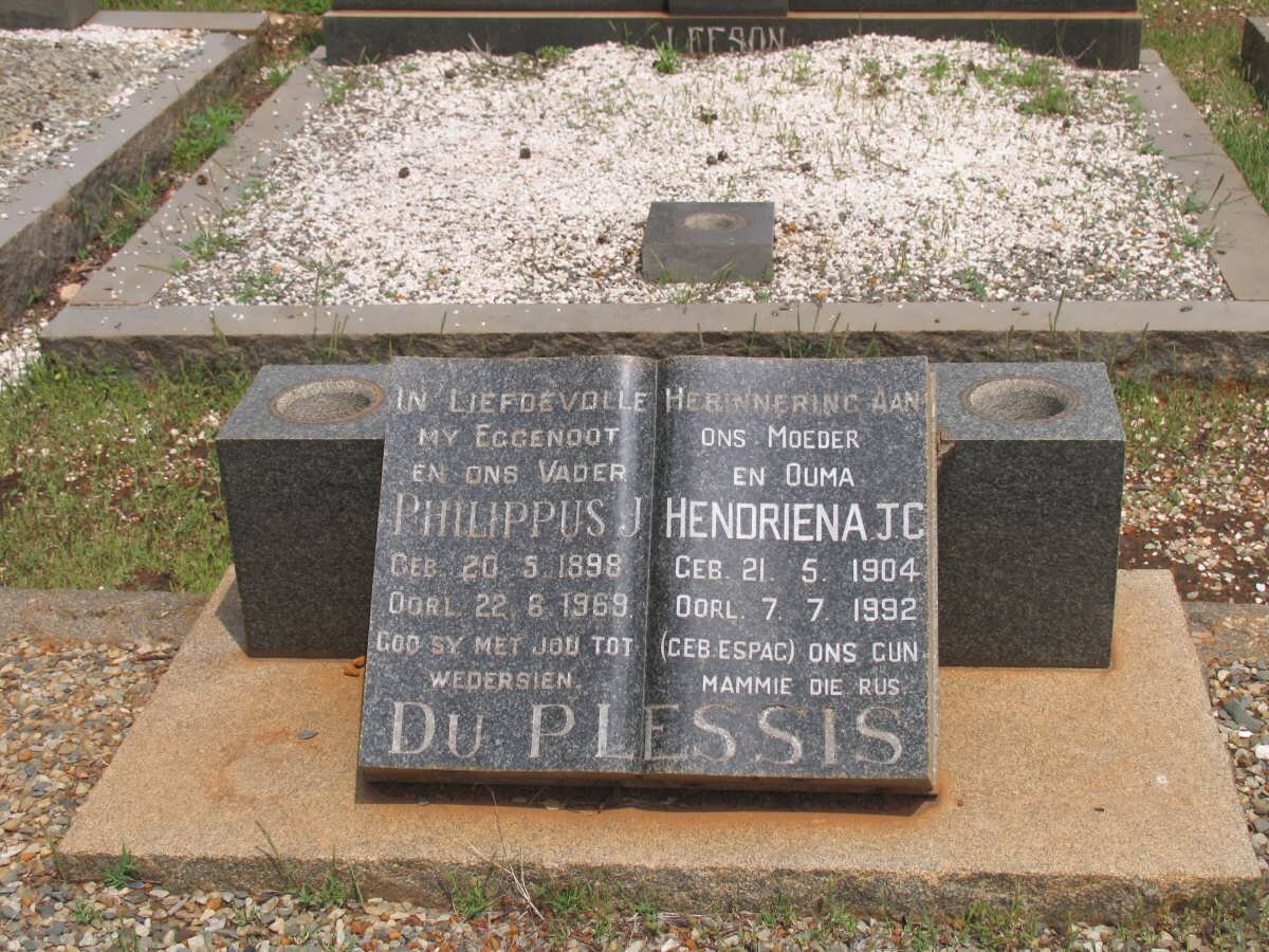 PLESSIS Philippus J.. du 1898-1969 &amp; Hendriena J.C. ESPAC 1904-1992