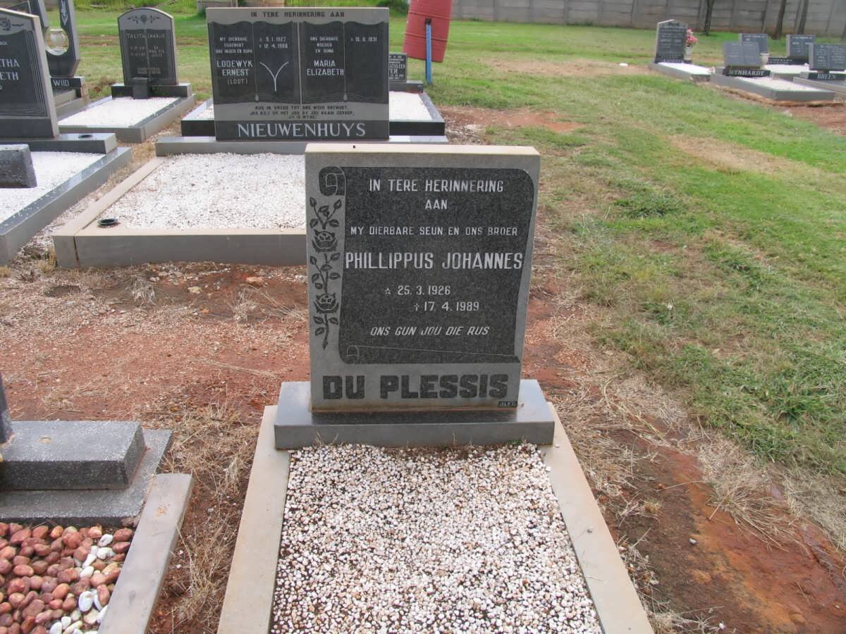 PLESSIS Philippus Johannes, du 1926-1989