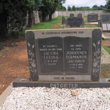 POTGIETER Johannes Hermanus Jacobus 1889-1977 &amp; Jacoba Levina 1891-1972