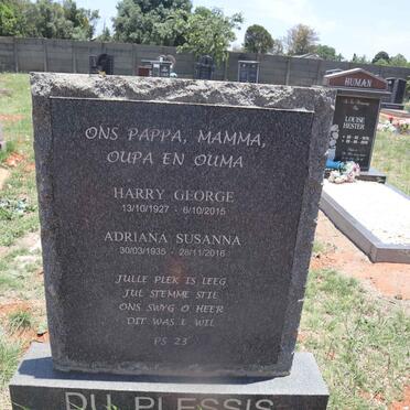 PLESSIS Harry George, du 1927-2015 & Adtiana Susanna 1935-2016