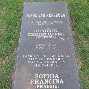RENSBURG Hendrik Christoffel, Janse van 1932-2010 & Sophia Francina 1936- 
