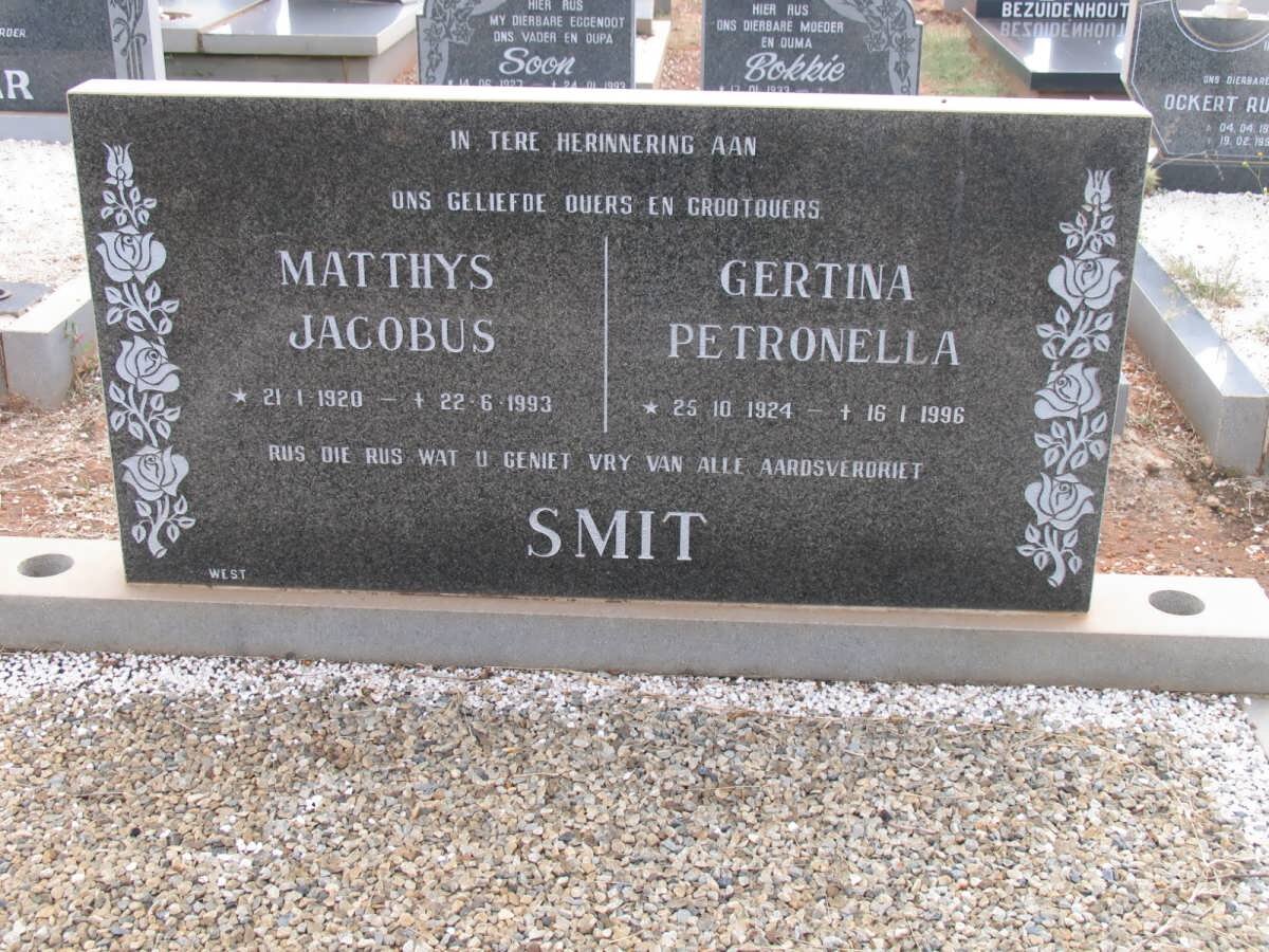 SMIT Matthys Jacobus 1920-1993 &amp; Gertina Petronella 1924-1996