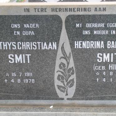 SMIT Matthys Christiaan 1911-1978 &amp; Hendrina Barendina HILLS 1911-1976