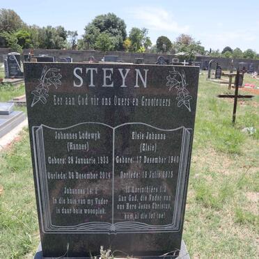 STEYN Johannes Lodewyk 1933-2014 & Elsie Johanna 1940-2015