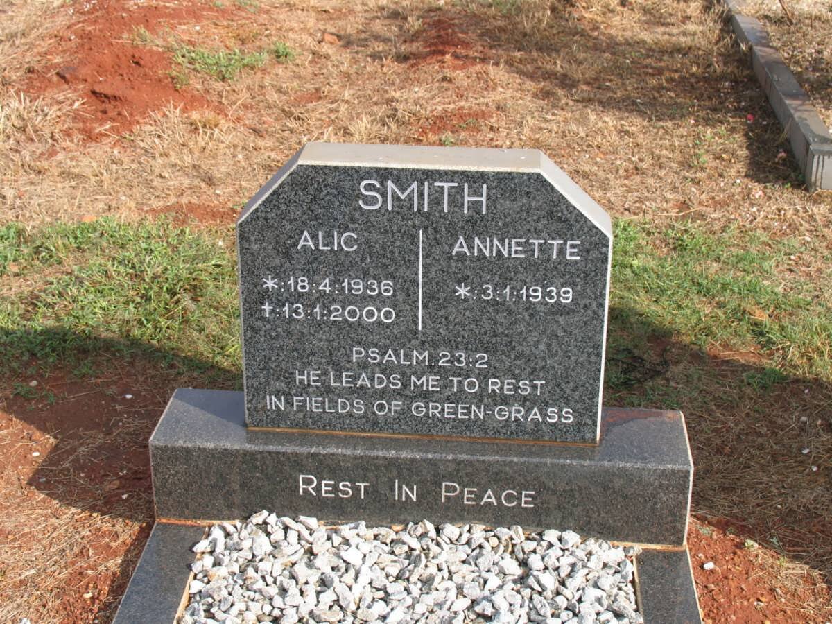 SMITH Alic 1936-2000 Annette 1939-