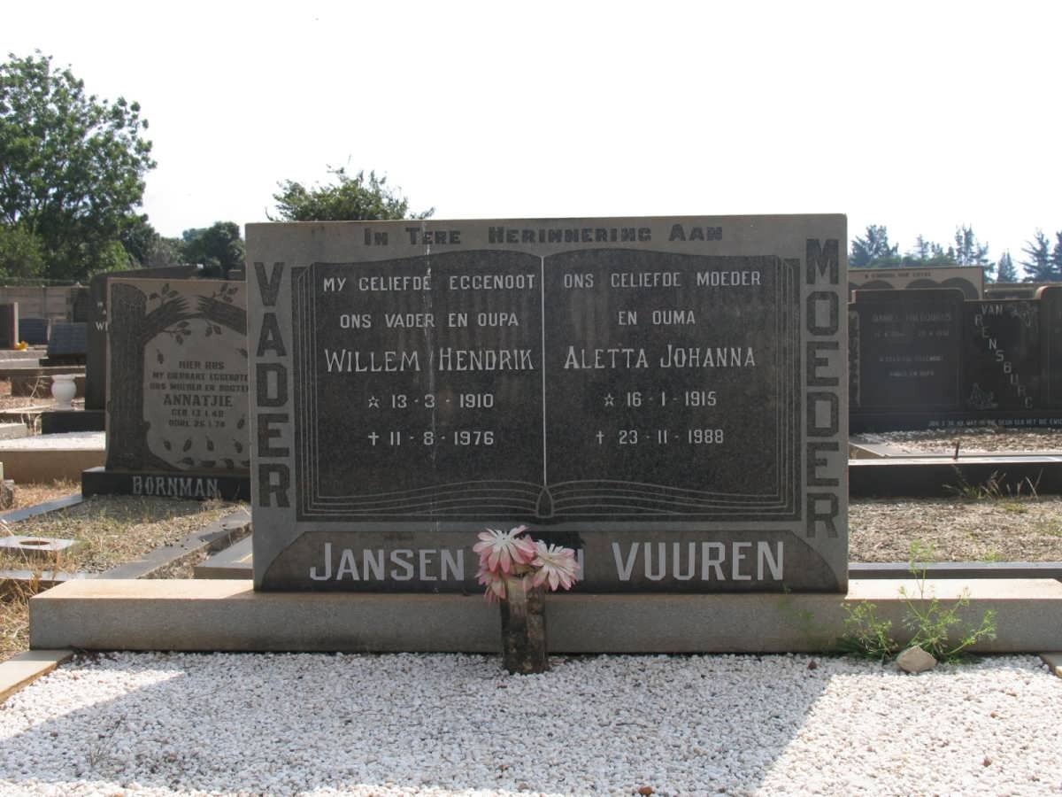 VUUREN Willem Hendrik, Jansen van 1910-1976 &amp; Aletta Johanna 1915-1988