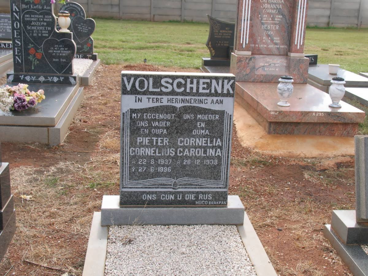 VOLSCHENK Pieter Cornelius 1937-1996 &amp; Cornelia Carolina 1938-
