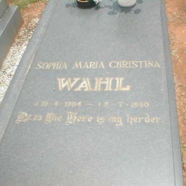 WAHL Sophia Maria Christina 1904-1980