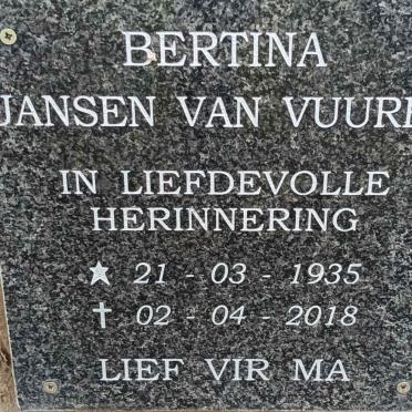 VUUREN Bertina, Jansen van 1935-2018