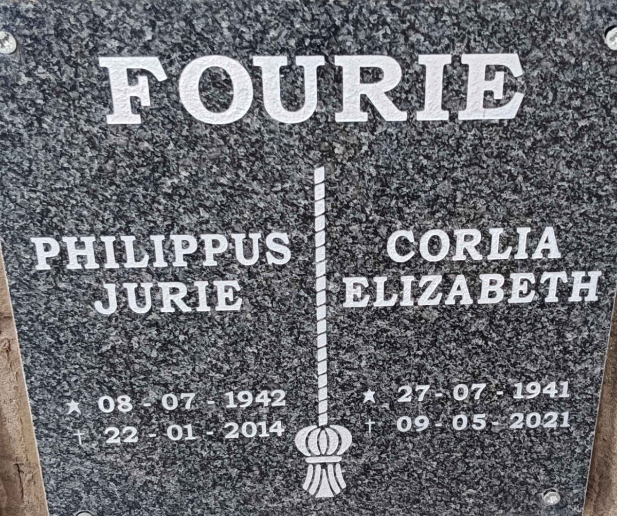 FOURIE Philippus Jurie 1942-2014 & Corlia Elizabeth 1941-2021