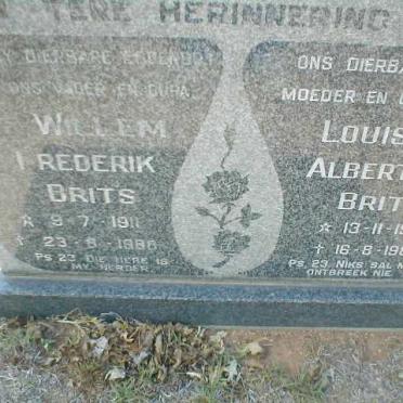 BRITS Willem Frederik 1911 - 1988 &amp; Louisa Albertina 1909 - 1988