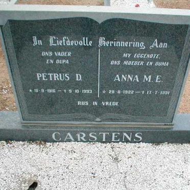 CARSTENS Petrus D. 1916-1993 &amp; Anna M. E. 1922-1991