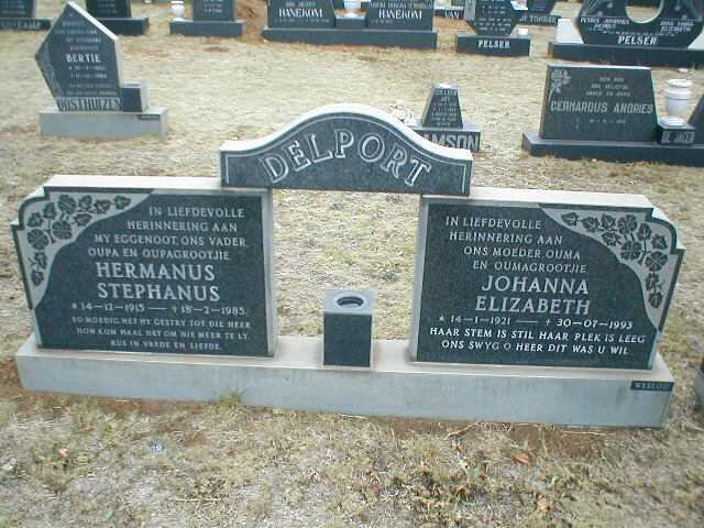 DELPORT Hermanus Stephanus 1915-1985 &amp; Johanna Elizabeth 1921-1993
