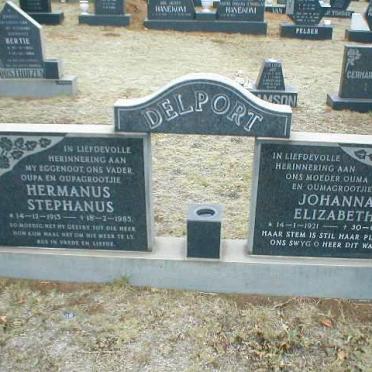 DELPORT Hermanus Stephanus 1915-1985 &amp; Johanna Elizabeth 1921-1993
