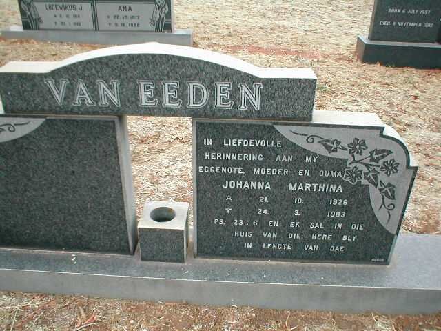 EEDEN Johanna Marthina, van 1926-1983