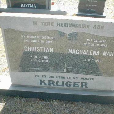KRUGER Christian 1919-1990 &amp; Magdalena Maria 1936-