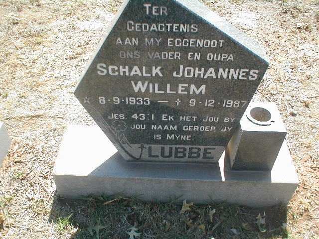 LUBBE Schalk Johannes Willem 1933-1987