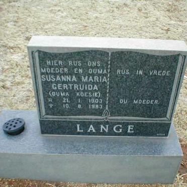 LANGE Susanna Maria Gertruida 1903-1983