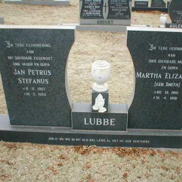 LUBBE Jan Petrus Stefanus 1907-1983 &amp; Martha Elizabeth SMITH 1910-1991