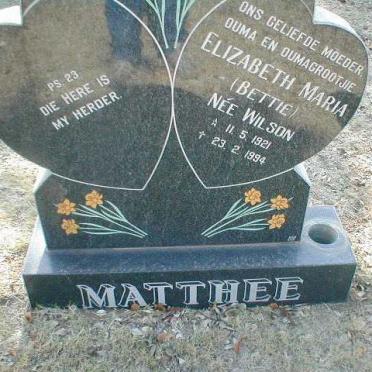 MATTHEE Elizabeth Maria nee WILSON 1921-1994