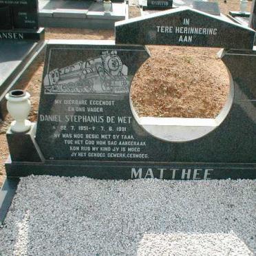MATTHEE Daniel Stephanus de Wet 1951-1991